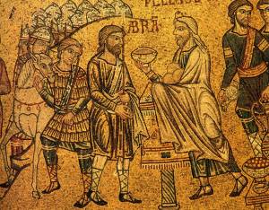 Abraham et Melchisédech, mosaïque du XIIIe siècle, Basilique San Marco, (Venise, Italie)