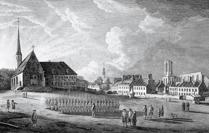 Vue de la cathédrale, du collège des Jésuites et de l'église des Récollets de Québec en 1761 | Richard Short